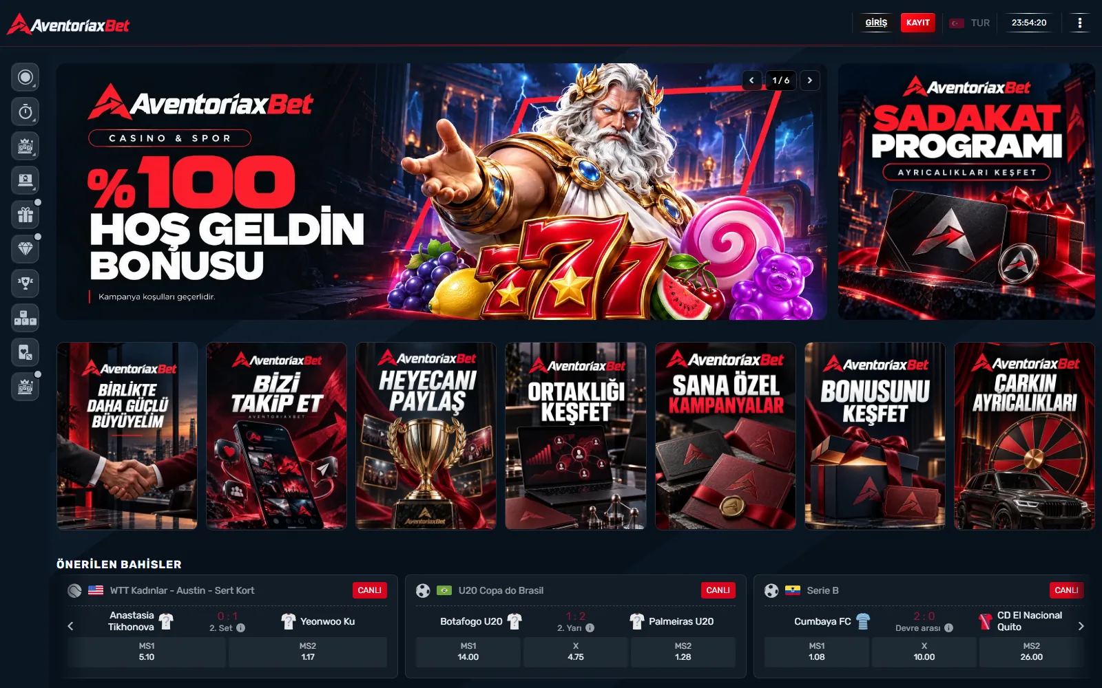 MY Gaming Software masaüstü platform görünümü