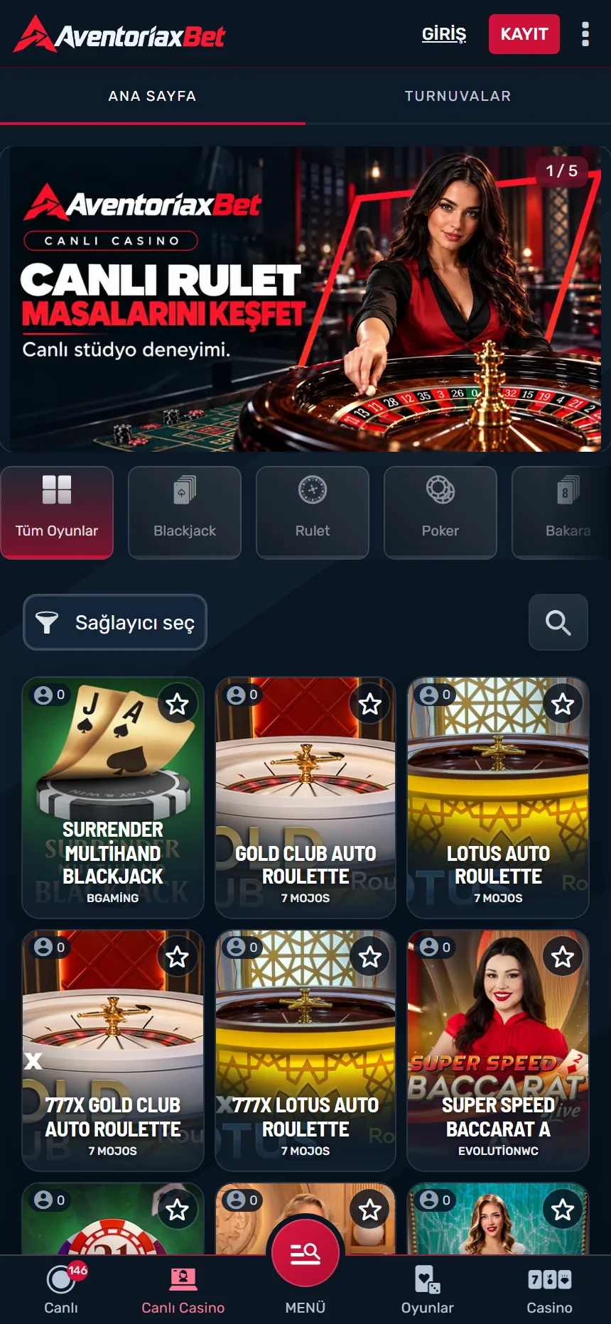 Mobil canlı casino